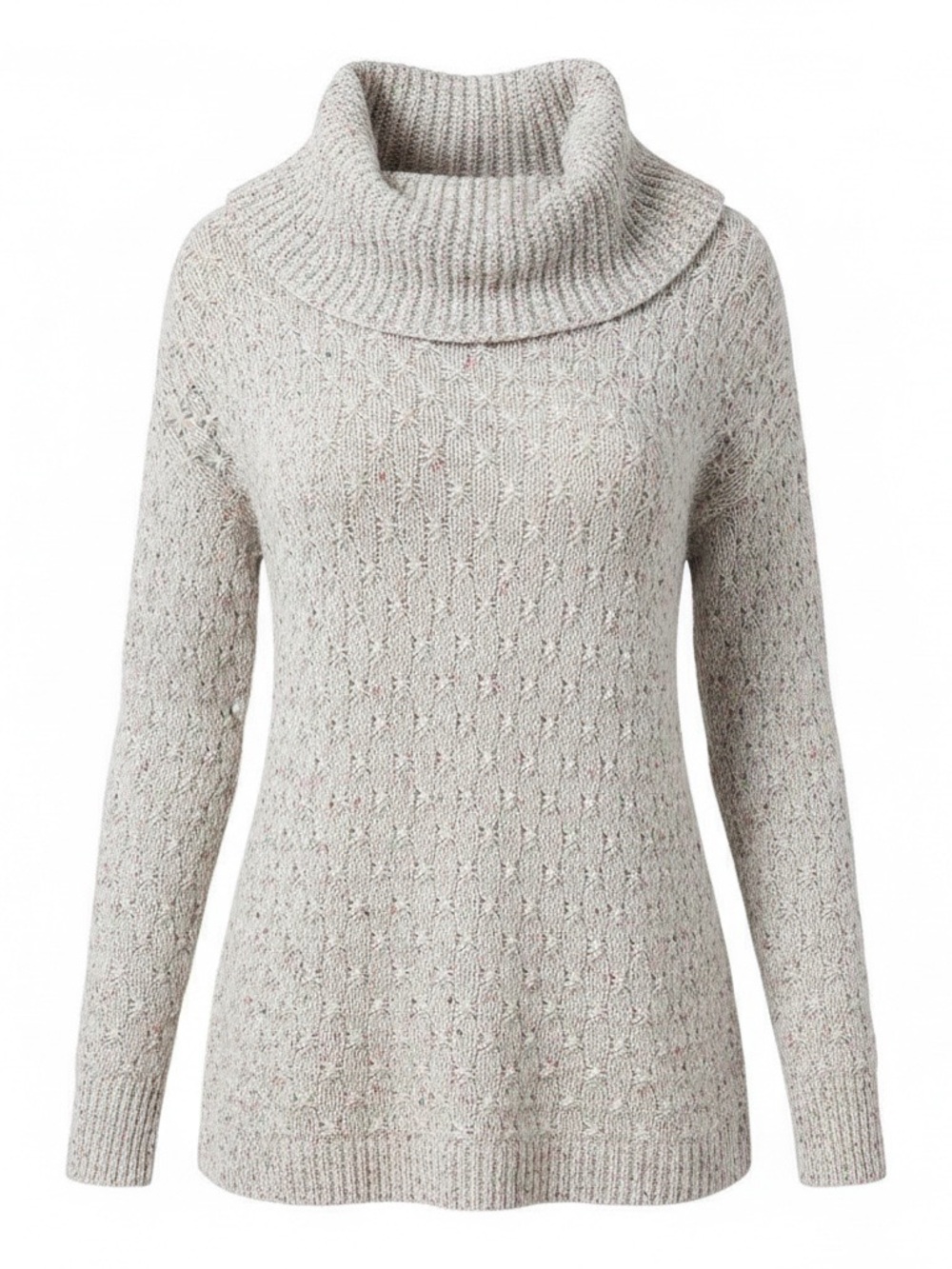 LOFT Multicolored Speckled Cowl Neck Sweater